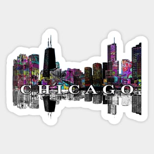 Chicago Skyline in graffiti Sticker